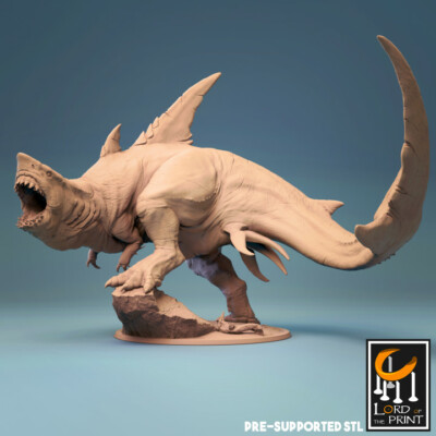 KARCHAR TYRANT ROARING Deepkin Shark Squig Beast D&D RPG Proxy Lord of the Print