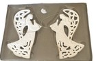 Christmas Angel Ornaments Ceramic Pair Flat Open Lattice Prayer Hands White EUC