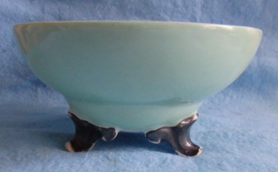Steinmann, Schlesien, 1938, 1 kleine Schale, drei Füßchen , weiß/grün, Porzellan