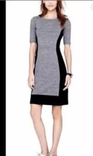 J CREW Ponte Knit Color Block Dress Gray Black Career Classic Short Sleeve