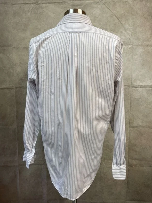 Kirkland Signature Button Front Shirt White Striped Long Sleeve Size 16 - Image 3 of 4