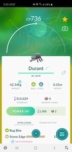 Pokemon Go Gen 5 Regional Durant Level 35 Max Wild Same Day Delivery Ebay