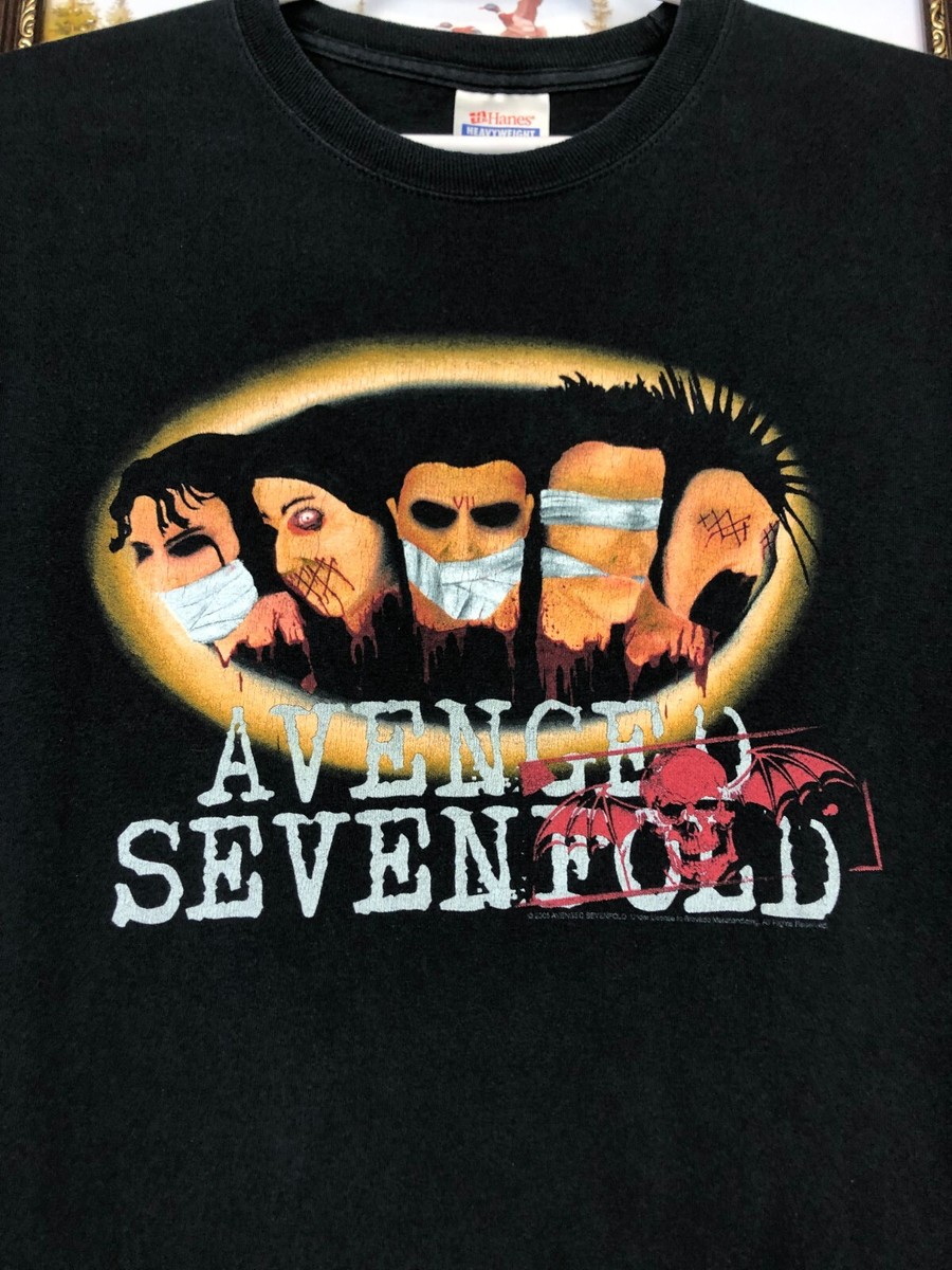 Vintage Y2K 2000s Avenged Sevenfold Band Shirt Over Print Tee