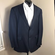 Hart Schaffner Marx Gold Trumpeter Blazer Mens 44L Blue Pinstripe Vitale Wool
