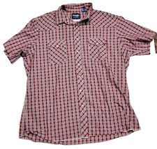 Vintage Wrangler Pearl Snap Red Striped Western Cowboy Short-Sleeve Men's 2XL