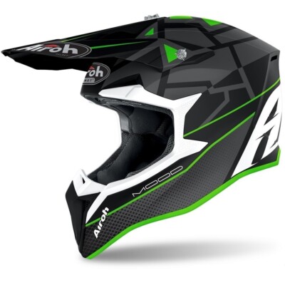 AIRROH WRAAP MOOD MOTORCYCLE CROSS ENDURO HELMET MATTE BLACK GREEN SIZE S