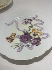 J. P. L. France Jean Pouyat Limoges Hand Painted Plate Pansies ID