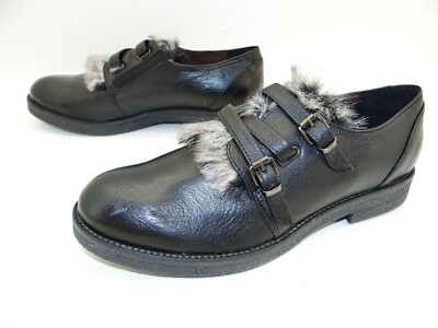 Manas Damen Schuhe Halbschuhe Mokassins Business Kunstpelz Gr.41 Leder Schwarz