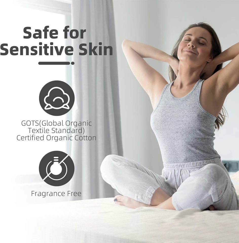 Juego de sábanas planas de puesta a tierra de algodón blanco 10 % fibra plateada Foto 4 de 4