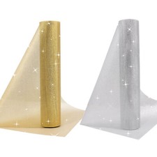 Time to Sparkle Glitter Organza Roll Xmas Wedding Party Chair Bow Runner Sash