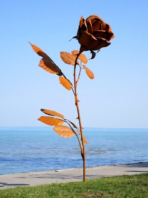 Riesige Rose Garten Skulptur aus Edelstahl Eisen lackierter Stahl 250 o. 305 cm