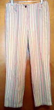 TALBOTS Cropped Ankle Pants 10 Striped Multicolor 100 COTTON High Rise Tapered