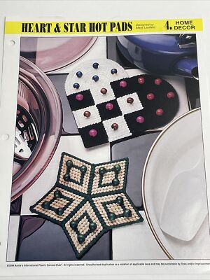 #ad Annie#x27;s Attic Heart amp; Star Hot Pads Plastic Canvas Pattern $7.50