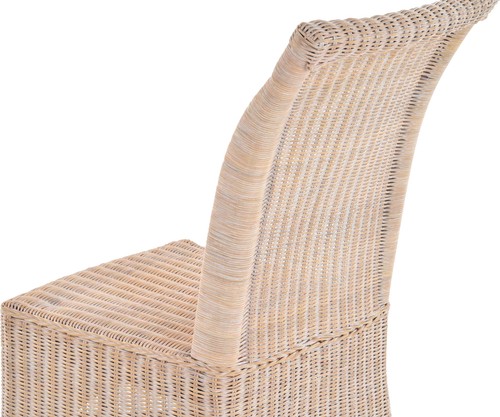 Rattan Esszimmerstuhl hohe Rückenlehne Rattanstuhl Korbstuhl (Vintage Weiss) - Bild 8 von 8