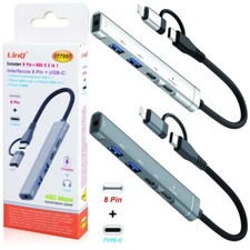 X Hub Usb-C 8-pin 5 IN 1 Audio 480Mbps Linq IT7957 pour Smartphone Et Tablette
