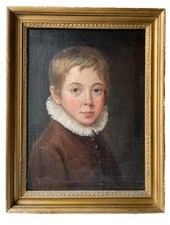 18th CENTURY - OIL MASTER PAINTING - PORTRAIT BOY WITH RUFF