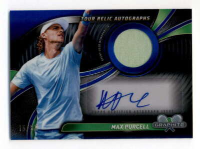 MAX PURCELL 2024 TOPPS GARPHITE TENNIS TOUR RELIC BLUE RELIC AUTO #15/50 BF7419