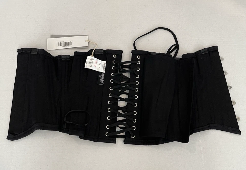 Corsé VINTAGE GÓTICO STEAMPUNK Negro Cintura Deshuesada Talla 24 Foto 3 de 4