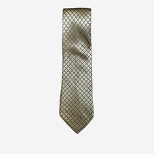 Ike Behar Yellow Gold Geometric Diamond 100% Silk Neck Tie Made In USA