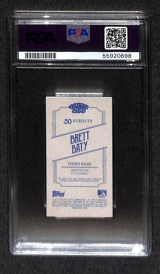 2020 Topps 206 ON CARD AUTOGRAPHS BRETT BATY SSP PSA 10 AUTO 10 POP 2 METS RC - Image 2 of 2