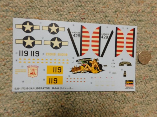 Hasegawa decals 1/72 Kit# E29 B-24J Liberator Cocktail hour Red Raiders E99 - 第 1/1 張圖片