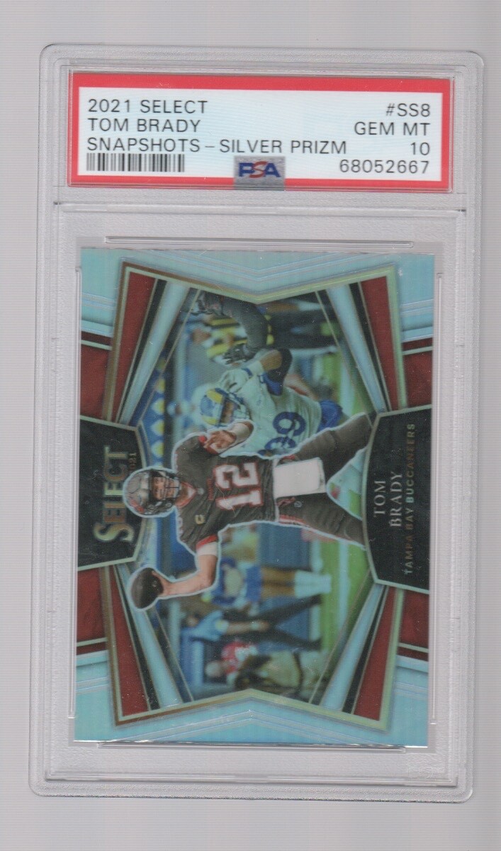 TOM BRADY 2021 PANINI SELECT SNAPSHOTS SILVER PRIZM CARD #SS-8 PSA 10