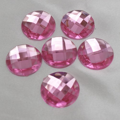 50 Pink Flatback Acrylic Rhinestone Round Gem Beads 18mm No Hole - Picture 3 of 6