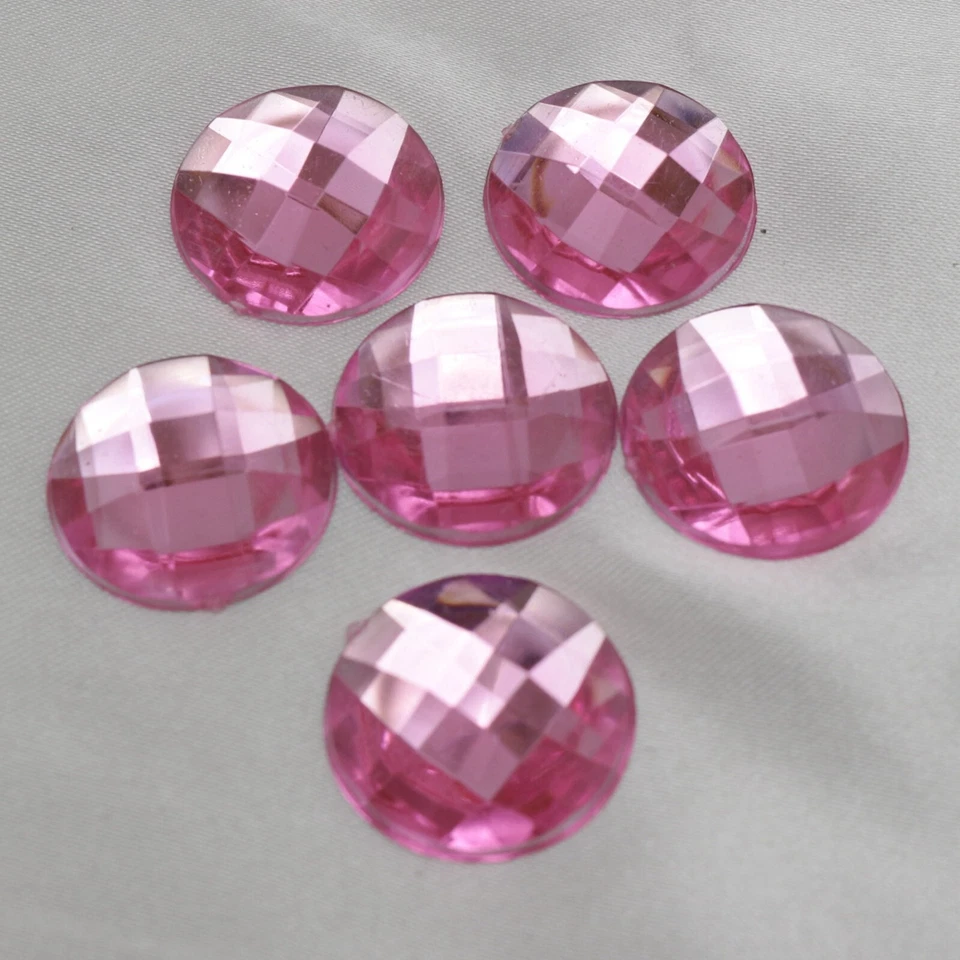 50 Pink Flatback Acrylic Rhinestone Round Gem Beads 18mm No Hole - Image 3 of 4