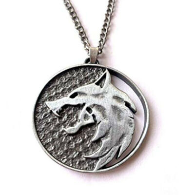 Mode der Witcher Edelstahl Wolf Kopf Anhänger Halskette Pullover Kette Geschenk
