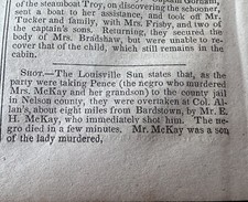 1842 Runaway Slave Murder Henry Clay Dayton Kentucky Whigs Barbecue Newspaper