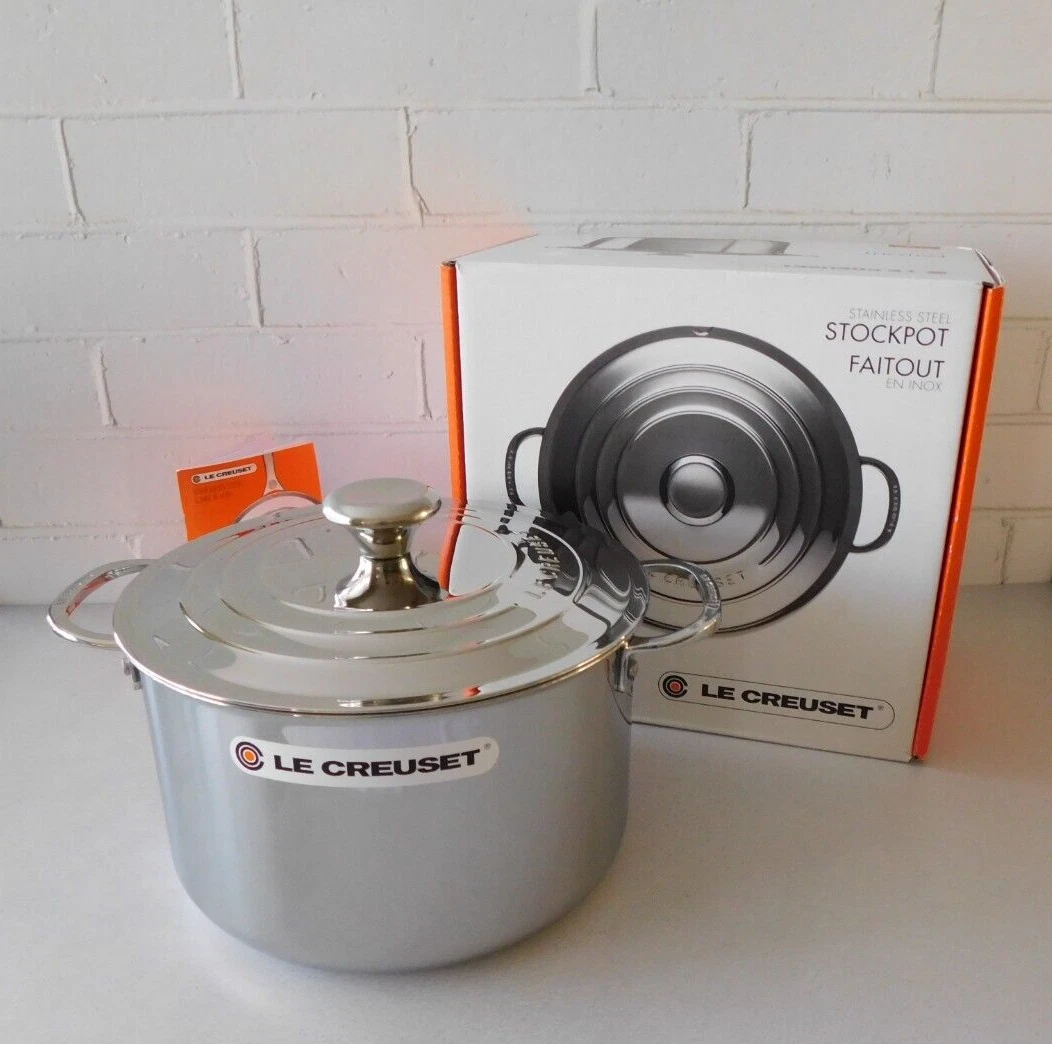Le Creuset Tri-Ply Stainless Steel Stockpot with Lid, 7 Quart - New