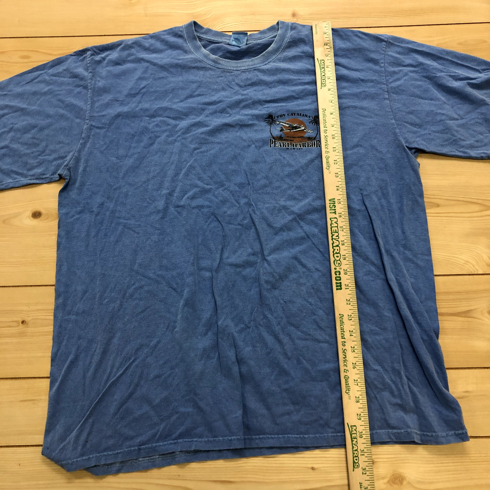 Crazy Shirts Blue Pearl Harbor Hawaii Solid Cotton T… Gem