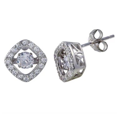 1Piece S925 Sterling Silver Tessal Cubic Zirconia Flat End Threadered Piercing E