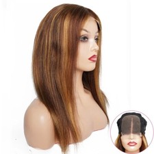 4 4 Lace Closure Wigs P4/27 Ombre Color Human Hair Wig Brown 4x4 Lace Wig Women