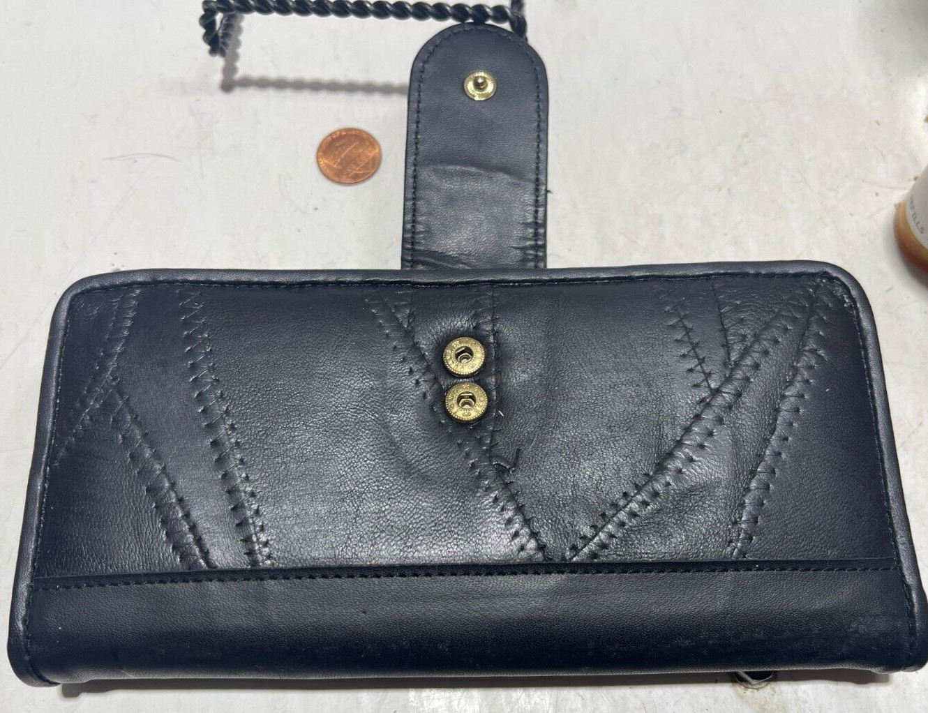 Patchwork Leather Black Zip Multi-Functional  Clu… - image 4