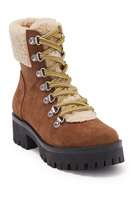 Steve Madden Womens Aniko Faux Suede Lace Up Ankle Boots 10 Chestnut Suede