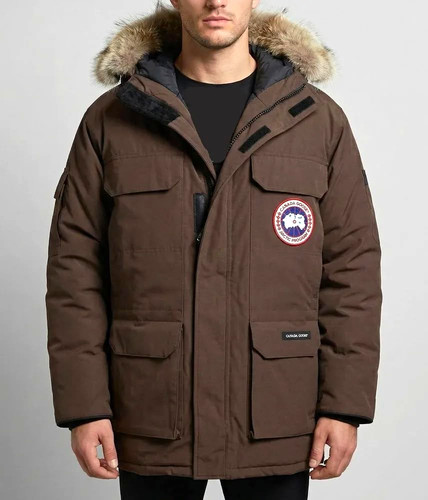Canada Goose, Parka Canada Goose Vintage Expedition Piumino con Cappuccio Bordo in Pelliccia Marrone Uomo S