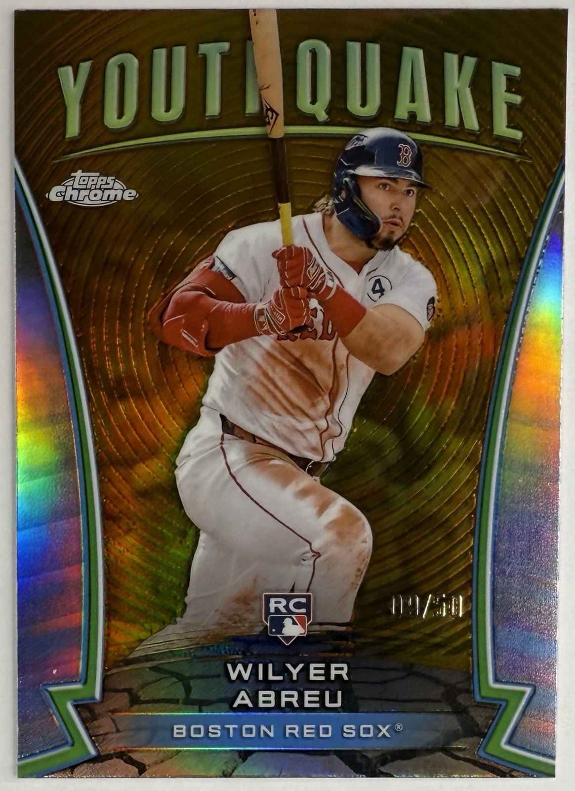 2024 Topps Chrome Update Youthquake Gold Refractor /50 Wilyer Abreu RC Red Sox