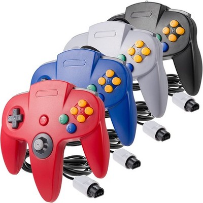 4 Pack Classic N64 Controllers - Wired Gamepad with Upgraded Joystick - Black/Gr