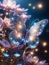 Butterfly Light Diamond Art Kit 12 x 16 Inch 5D DIY Painting Craft Home Decor