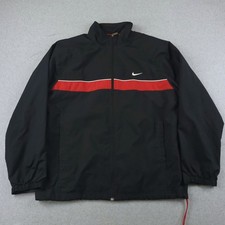 Nike Jacket Mens XXL Vintage Windbreaker Black Red Full Zip Mesh Lined Swoosh
