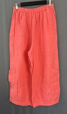 Bryn Walker Casbah Light Linen Pants Large Orange Coral Wide Leg Cargo Oversized
