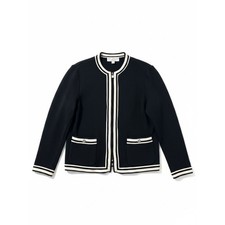 St. John Collection Knit Jacket Women 8 Navy Blue Zip Padlock Pull