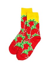 Strawberry Novelty Crew Socks Red Yellow Fruit One Size Colorful Party Socks