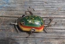 Antique E A Pflueger Kent Frog Bulldog logo floater lure fishing