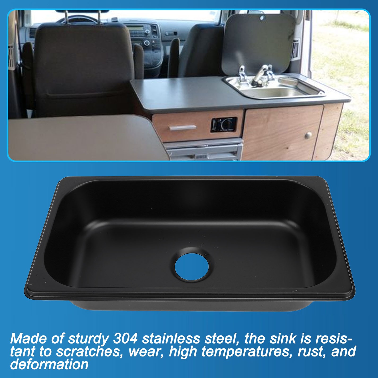 RV Sink Stainless Steel 12.8x6.93x2.56in Embedded Hand Washing Basin With 40mm