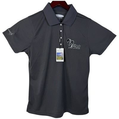NEW Pebble Beach Polo Shirt Women L Gray Skunk Works Lockheed Martin Embroidered