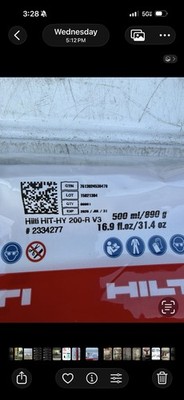 Hilti Hit-HY 200-A-V3 Epoxy Adhesive Anchor Epoxy 16.9fl.oz /31.4oz
