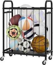 Ball Storage with Wheels, Ball Cart for Garage, Garage Sports Equipment Organize