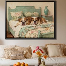 Bulldog Oil Painting Canvas Print Dog Portrait Art for Living Room Decor